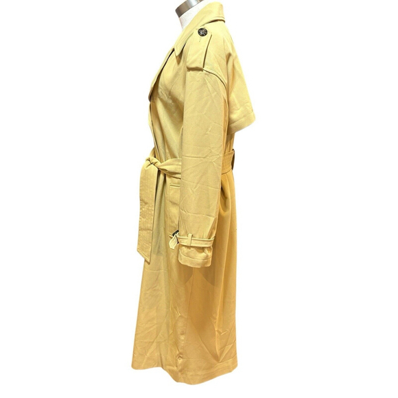 NWT Topshop Trench Coat Double Breasted Belted Sand Mustard Sz. 10 - Picture 7 of 13